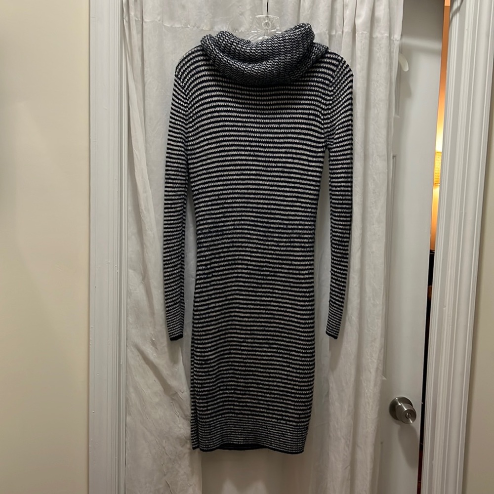 H&M striped turtle neck sweater midi dress with sleeves
